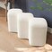 Wooden Twist Molecule Entryway Boucle Upholstered Ottoman Bench - White