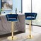 Wooden Twist Modern Cafe Bar Stool Chair With Golden Metal Frame Island Chairs - Blue