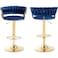 Wooden Twist Modern Cafe Bar Stool Chair With Golden Metal Frame Island Chairs - Blue