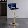 Wooden Twist Modern Cafe Bar Stool Chair With Golden Metal Frame Island Chairs - Blue