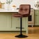 Wooden Twist Lunara 360&deg; Swivel Cafe Bar Stool Chair Adjustable Counter Height with Backrest - Brown