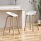 Wooden Twist Opava Design Bar Stool with Bamboo Seat Stylish and Eco-Friendly Cafe, Studio, and Home Bar Stool - White