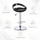 Wooden Twist Modern Adjustable Height Bar Stool with Glossy Polypropylene Crescent Seat &amp; Chrome Base - Black