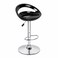 Wooden Twist Modern Adjustable Height Bar Stool with Glossy Polypropylene Crescent Seat &amp; Chrome Base - Black