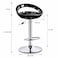 Wooden Twist Modern Adjustable Height Bar Stool with Glossy Polypropylene Crescent Seat &amp; Chrome Base - Black