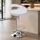 Wooden Twist Modern Adjustable Height Bar Stool with Glossy Polypropylene Crescent Seat &amp; Chrome Base - White