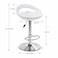 Wooden Twist Modern Adjustable Height Bar Stool with Glossy Polypropylene Crescent Seat &amp; Chrome Base - White