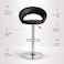 Wooden Twist Luxury Adjustable Height Bar Stool with Curved Wraparound PU Leather Backrest &amp; Chrome Base - Black