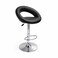 Wooden Twist Luxury Adjustable Height Bar Stool with Curved Wraparound PU Leather Backrest &amp; Chrome Base - Black