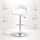 Wooden Twist Luxury Adjustable Height Bar Stool with Curved Wraparound PU Leather Backrest &amp; Chrome Base - White
