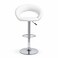 Wooden Twist Luxury Adjustable Height Bar Stool with Curved Wraparound PU Leather Backrest &amp; Chrome Base - White