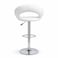 Wooden Twist Luxury Adjustable Height Bar Stool with Curved Wraparound PU Leather Backrest &amp; Chrome Base - White