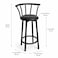 Wooden Twist Modern Black Metal Bar Chair with PU Leather Padded Seat &amp; Ergonomic Curved Backrest - Black