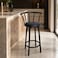 Wooden Twist Modern Black Metal Bar Chair with PU Leather Padded Seat &amp; Ergonomic Curved Backrest - Black