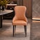 Wooden Twist Dual-Tone Diamond Quilted PU Leather Dining Chair with Ergonomic Curved Backrest - Tan &amp; Blue