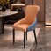 Wooden Twist Dual-Tone Diamond Quilted PU Leather Dining Chair with Ergonomic Curved Backrest - Tan &amp; Blue