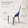 Wooden Twist Dual-Tone Diamond Quilted PU Leather Dining Chair with Ergonomic Curved Backrest - White &amp; Navy Blue