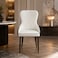 Wooden Twist Dual-Tone Diamond Quilted PU Leather Dining Chair with Ergonomic Curved Backrest - White &amp; Navy Blue