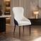 Wooden Twist Dual-Tone Diamond Quilted PU Leather Dining Chair with Ergonomic Curved Backrest - White &amp; Navy Blue