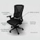 Wooden Twist Ergolux Mesh Office Chair Adjustable Swivel Rotates 360 Degrees for Home, Gaming, Workstations - Black