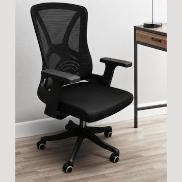 Wooden Twist Ergolux Mesh Office Chair Adjustable Swivel Rotates 360 Degrees for Home, Gaming, Workstations - Black