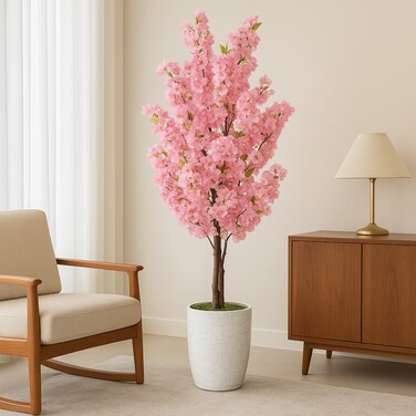 150cm Artificial Cherry Blossom Plant - Luxury Pink Sakura Tree for Home &amp; Office Decor