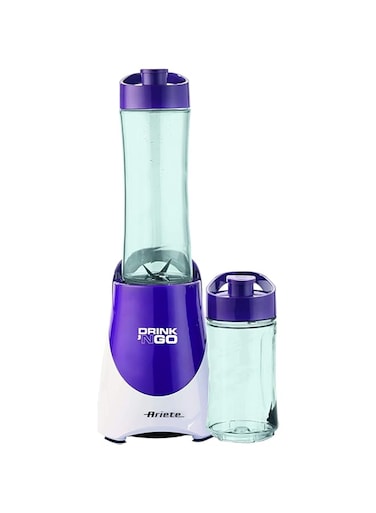 Ariete Drink N Go Smoothie Maker / Blender 300W with 570ml and 400ml Take Away Bottles, 2 Speed Settings, Blend with Water, Milk, Yogurt, Fruit Juice, or Ice, Recipe Book Included, Purple - ART0563/03
