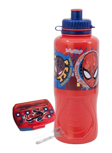 SpiderMan Kids 430ml Water Bottle + Lunch Box Combo Set for Kids