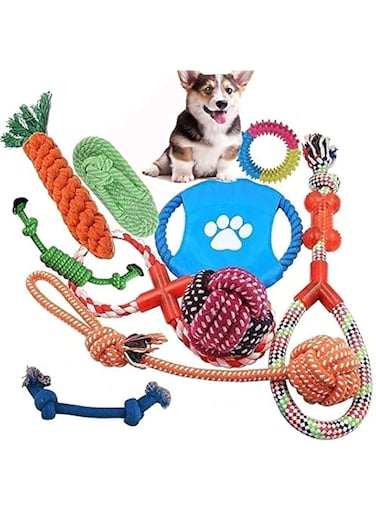 Mumoo Bear Dog Rope Toys, 10 PCS of Puppy Pet Braided Rope Toys Set, Puppy Chew Durable Interactive Cotton Toys Dental Health Teeth Cleaning (10 Pack)