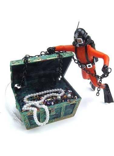 Aquarium Floating Diver Ornament, Micro Landscape Decor Undersea Treasure Chest Diver Aquarium Decoration for Home Fish Tank Arts Crafts Decorating