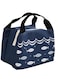 Portable Fish Printed Lunch Bag Black/White/Blue 25.5 x 18centimeter