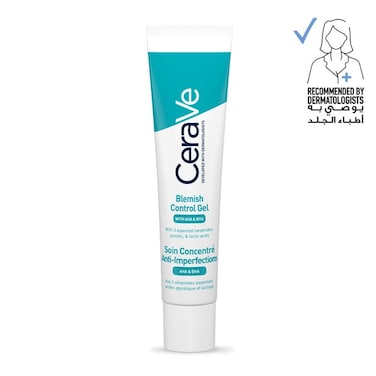 Cerave Blemish Control Gel Facial Moisturiser For Acne &amp; Blemishes With Glycolic Acid And Lactic Acid Aha/Bha, 40 Ml
