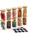 EZOWARE Set of 10 Glass Spice Jars Set, 200ml Airtight Clear Decorative Herbs Storage Bottles with Natural Bamboo Lids and Chalkboard Labels