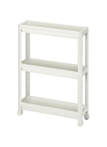 KNP Trolley, white, 54x18x71 cm - It fits in the smallest of bathrooms, but there&rsquo;s plenty of space on the shelves for all your toiletries from shampoo bottles to soap and small items.