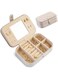 Plush Velvet Travel Jewelry Box Organizer, Small Jewelry Organizer for Women Girls, Earring Necklace Bracelet Bangle Watch Jewellery Portable Storage Holder Display with Mirror, Men Kids Gift (Khaki)