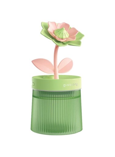 Cool Mist Humidifiers for Bedroom with Artificial Flowers Small Quiet Colorful Lights Air Humidifier Easy Clean Portable USB Cute Humidifiers for Home Room Office Holiday Girls Gifts 260mL (Green)