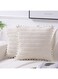 HomeChi 2 Packs Decorative Throw Pillow Covers - 45x45 CM Outdoor Cushion Cases with Pom-poms - Boho Home Decor - Square Striped Corduroy Pillowcase for Couch Sofa Bed Bedroom Living Room (Off-white)