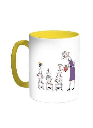 Plant The Seeds Of Love In Children Printed Coffee Mug Yellow/White