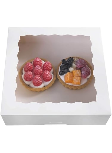 ONE MORE 10inch White Natural Bakery Pie Boxes With PVC Windows,Large Cookie box 10x10x2.5inch 12 of Pack