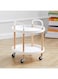 Table Sofa Side Snack Table Small Mobile Trolley with Multi-Layer Storage Shelves for Kitchen Living Room Bedroom Nightstand and Balcony (Round,ZDY-02-white )