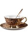 YBK Tech Euro styles Tazza &amp; Piattino Impostato Arte Osso Cina Ceramica T&egrave; Caff&egrave; Tazza per Casa Cucina Matrimonio (Leopardo Modello)