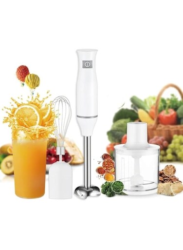 Blender set Hand Blender 4-in-1 Stainless Steel Stem with Chopper and Whisk 6-Speed Immersion Stick Blender 500W Food Grinder Container Smoothie Maker for Infant Puree Meat Vegetable Egg Sauces