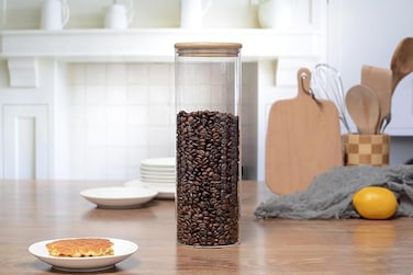 ORCHID ROUND BORO GLASS JAR W/BAMBOO LID 1.5L