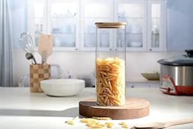 ORCHID SQUARE BORO GLASS JAR W/BAMBOO LID 2L