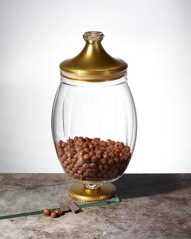 ORCHID ACRYLIC STORAGE CANISTER L GOLD