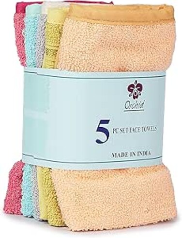 ORCHID 5PCS FACE TOWEL SET PIPING 30X30 CMS