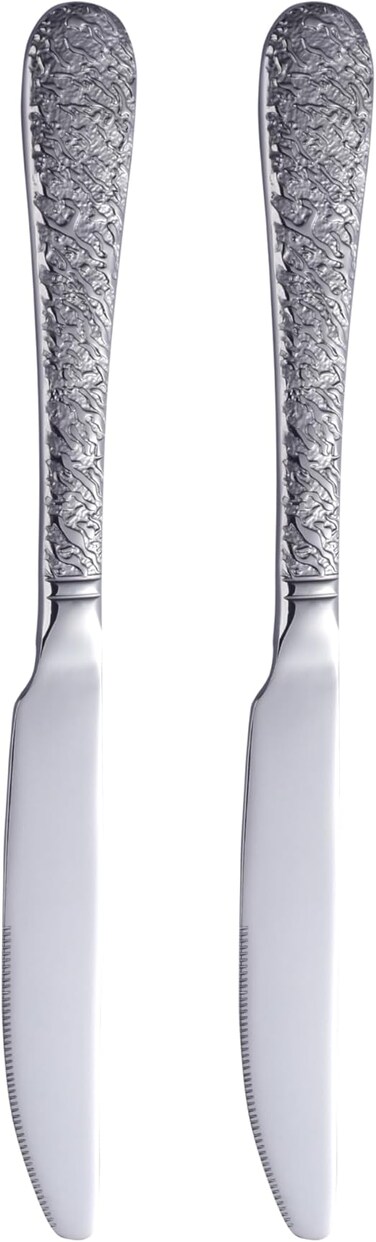 ORCHID ARTISTIC STAINLESS STEEL SET OF 2 TABLE KNIVES