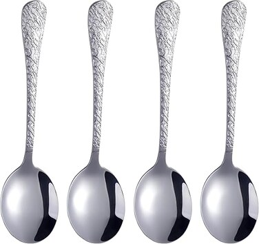 ORCHID ARTISTIC STAINLESS STEEL SET OF 4 SOUP SPOONS