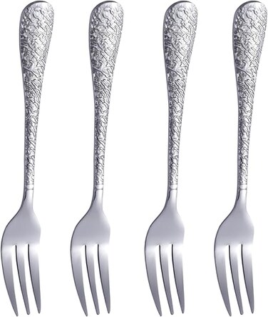 ORCHID ARTISTIC STAINLESS STEEL SET OF 4 CAKE FORKS