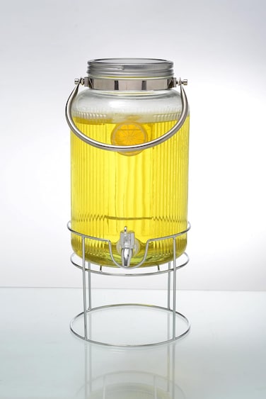 Orchid 6L Glass Beverage Dispenser with Metal Handle &amp; Stand